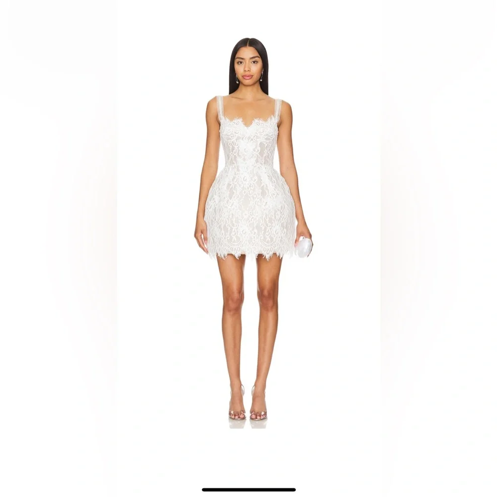 knee length dresses for ladies Bronx and Banco Maia White Lace Tie Shoulder Mini Dress main image 1